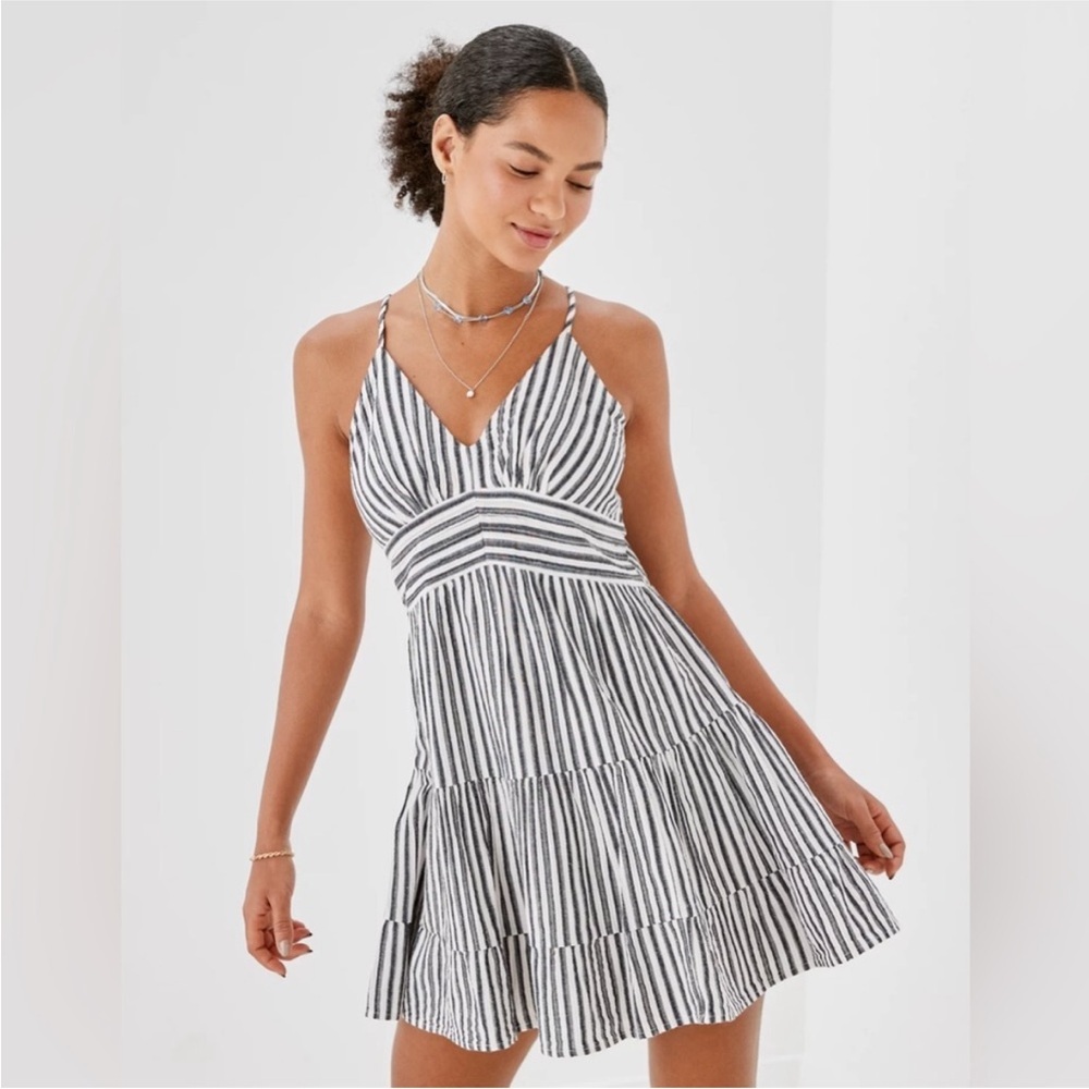 American Eagle Outfitters Black and White Striped Mini Dress